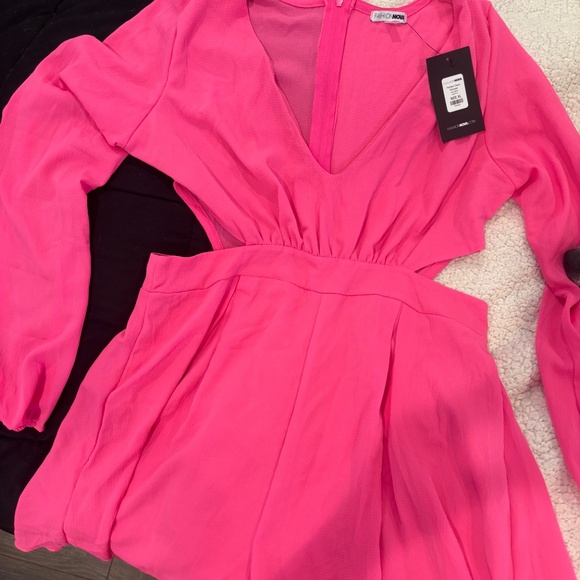NWT- Hot Pink Fashion Nova Romper, with side cut outs - Picture 3 of 3